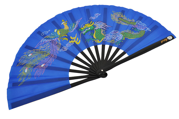 Leque de Tai Chi (Tai Ji Shan) Bambu, Dragão & Fénix