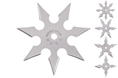 Silver Throwing Star Set - Professional 5 Point Ninja Stars