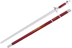 Straightsword With Scabbard, Red/Silver - Semi-Flexible