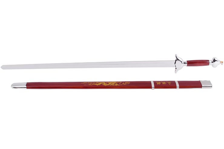 Straightsword With Scabbard, Red/Silver - Semi-Flexible