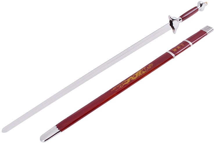Straightsword With Scabbard, Red/Silver - Semi-Flexible
