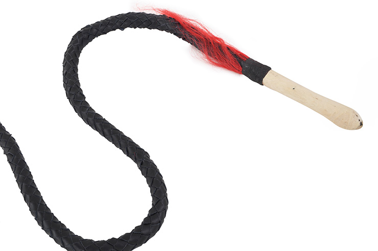 Leather Whip, Long - Wooden handle