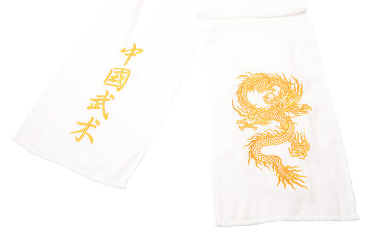 Cinturón Kung-fu Wushu, Clásico - Dragón bordado| ShenLong® - Couleur - Blanco