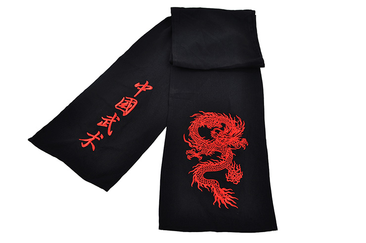 Kungfu Belt - Embroidered Dragon, Classical - Color - Black & Red