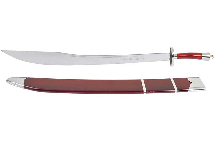 Kungfu Training Broadsword With Scabbard, Red/Silver - Semi Flexible