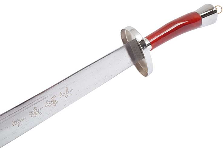 Kungfu Training Broadsword With Scabbard, Red/Silver - Semi Flexible