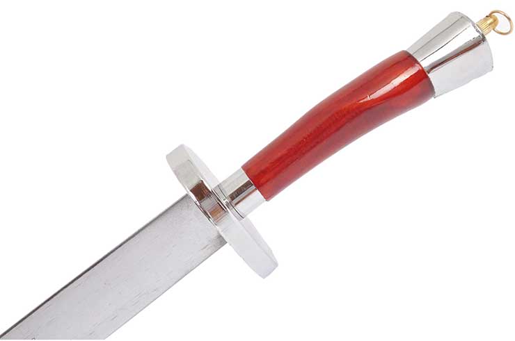 Kungfu Training Broadsword With Scabbard, Red/Silver - Semi Flexible