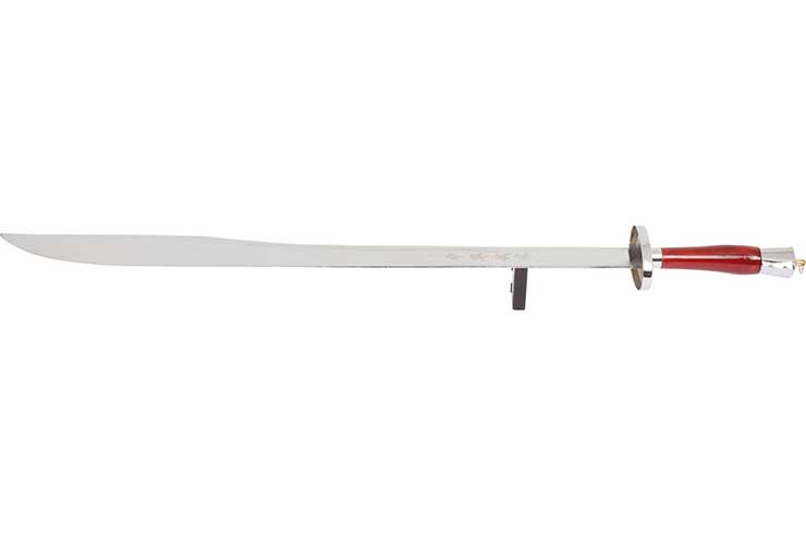 Kungfu Training Broadsword With Scabbard, Red/Silver - Semi Flexible