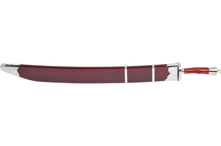 Kungfu Training Broadsword With Scabbard, Red/Silver - Semi Flexible