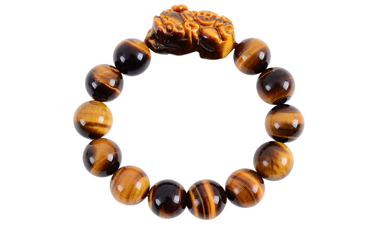 Bracelet Haut de Gamme, Œil du Tigre Pixiu - Pierre 14 mm