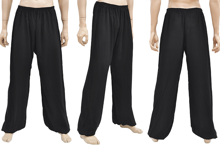 Kung-fu, Wushu Pants, Viscose+Cotton, Black