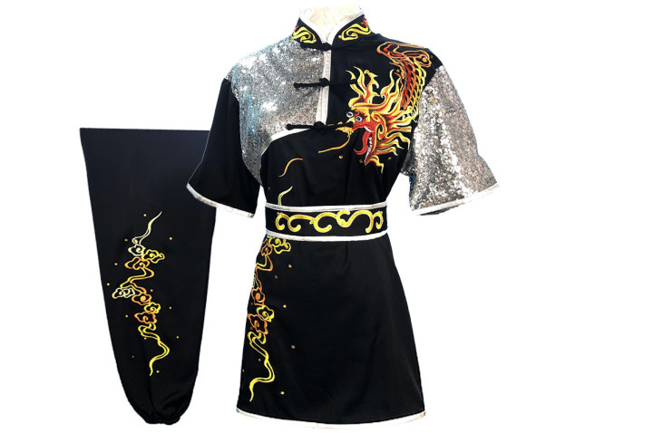 Vestido Concorrência Chang Quan HanCui, Dragão Preto & Prata