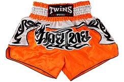 Short de boxe Thai Twins satin noir/argent, tarifs abordables en direct de  Thailande