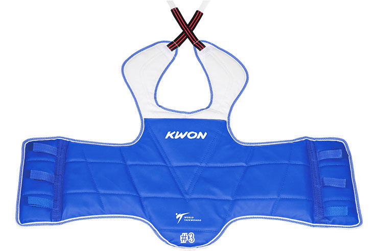 Placa frontal Taekwondo WTF Reversível, Estilo coreano (Atacadores), Kwon