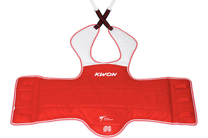 Placa frontal Taekwondo WTF Reversível, Estilo coreano (Atacadores), Kwon