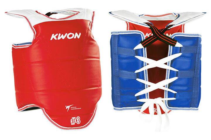 Placa frontal Taekwondo WTF Reversível, Estilo coreano (Atacadores), Kwon
