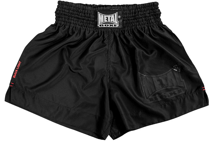 Pantalones cortos de boxeo Thai o Kick, Black light - TC67, Metal Boxe 