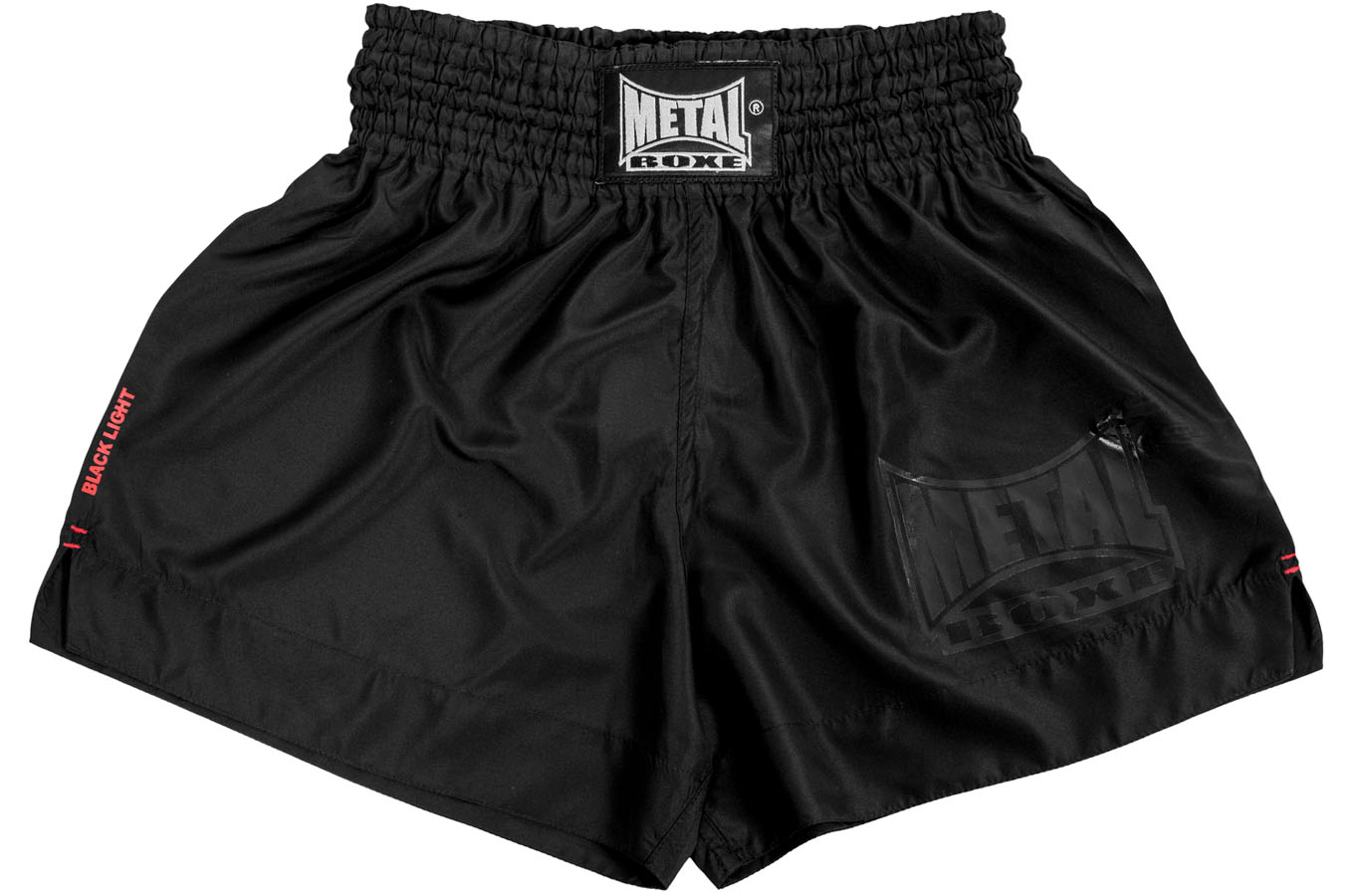 Pantalones cortos de boxeo Thai o Kick, Black light - Metal Boxe -