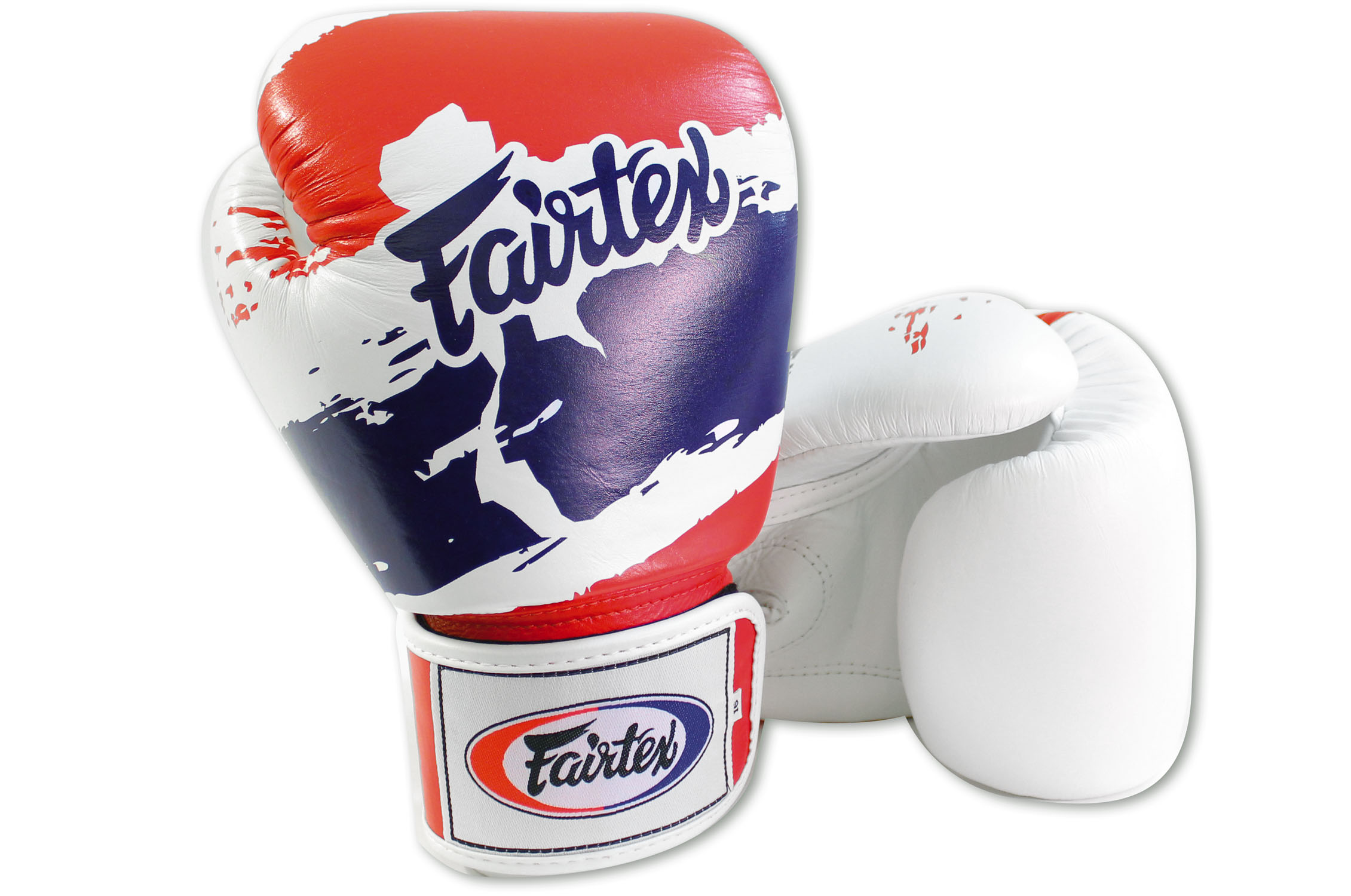 Fairtex Leather Training Boxing Gloves Muay Thai Kickboxing Black Red White 12oz 