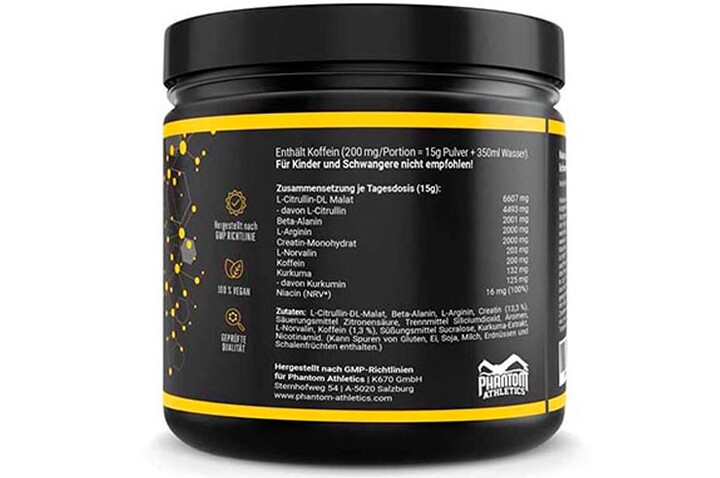 Informações adicionais Alimentação, Vegan - Energia, Phantom Athletics