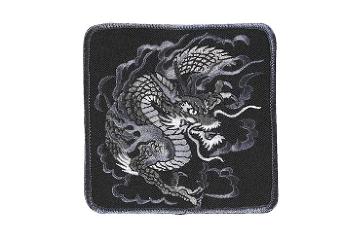 Embroidery badge, Black & white - Dragon