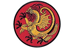 Embroidery badge, Red & gold dragon