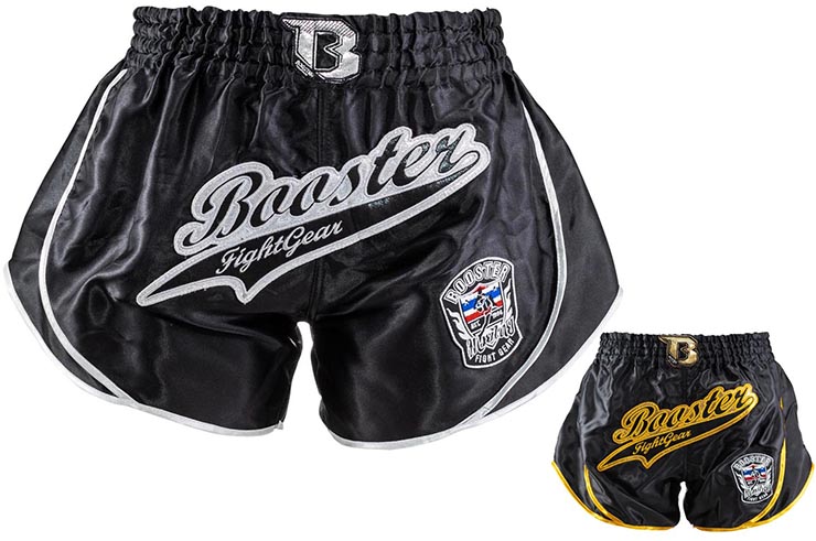 Muay Thaï Short, Black - Retro Slugger, Booster