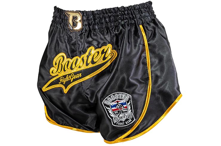 Muay Thaï Short, Black - Retro Slugger, Booster