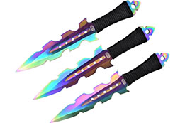 Kunai Aço Iridescente - Conjunto de 3 (19 cm)