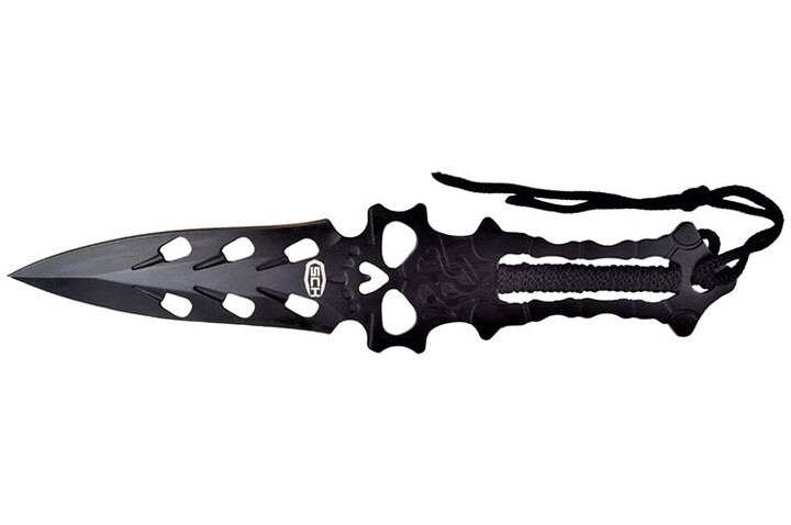 Facas de arremesso Caveira Aço Preto - Conjunto de 3 (20 cm)