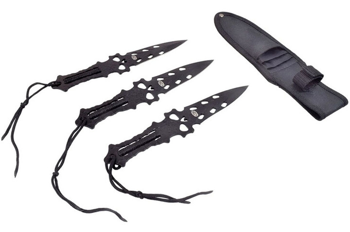 Facas de arremesso Caveira Aço Preto - Conjunto de 3 (20 cm)