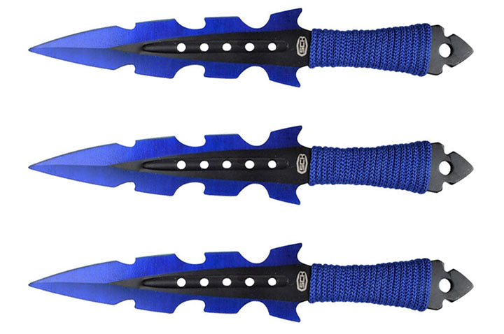 Punhais de aço azul elétrico - Conjunto de 3 (19 cm)