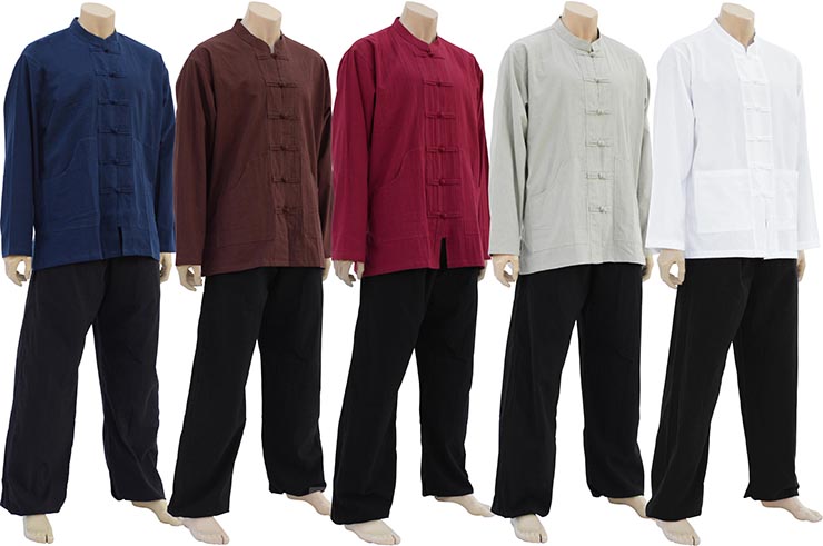 Tai Chi, Taiji uniform, Mao collar with Brandenburg closure, 100% Cotton