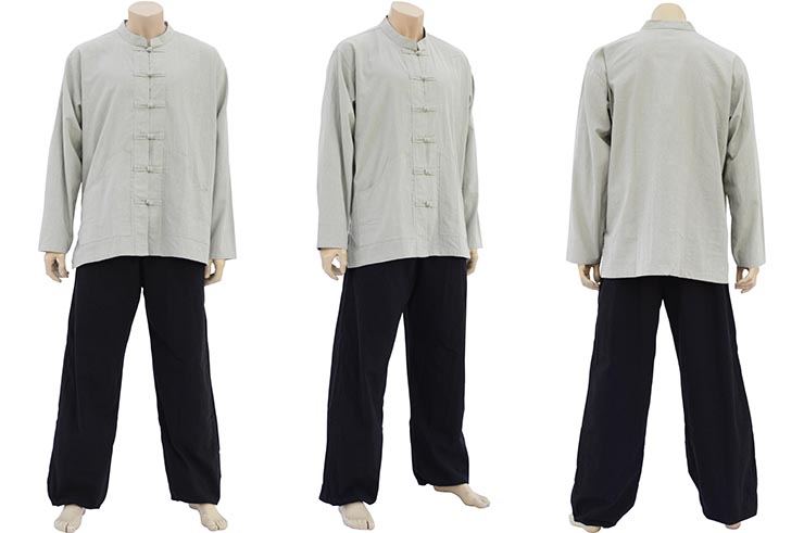 Tenue Tai Chi, Taiji, Col mao & fermeture Brandebourg, 100% Coton