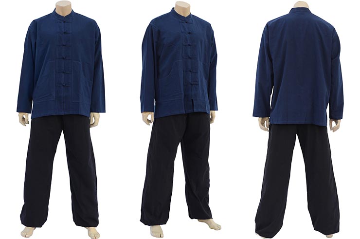 Tenue Tai Chi, Taiji, Col mao & fermeture Brandebourg, 100% Coton