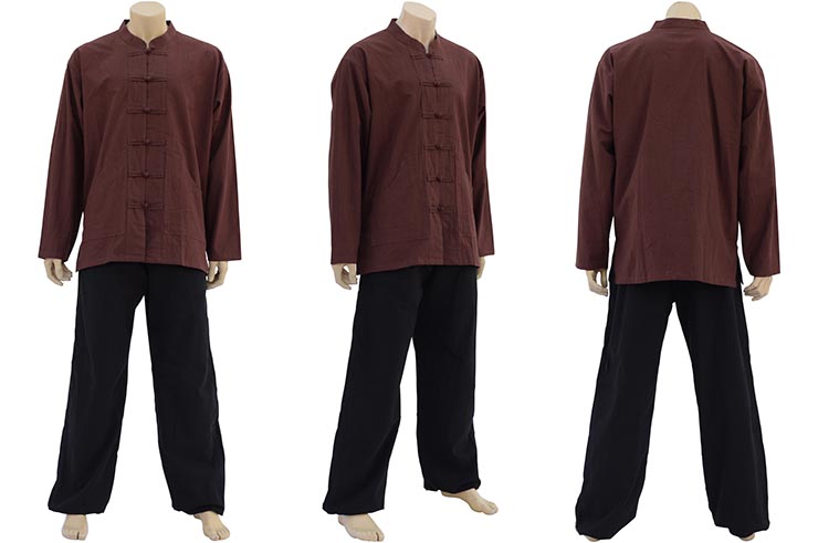 Tenue Tai Chi, Taiji, Col mao & fermeture Brandebourg, 100% Coton