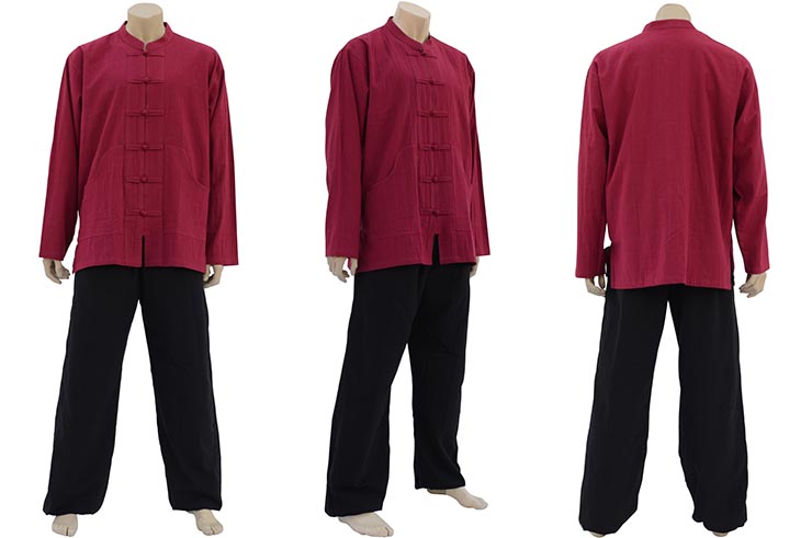 Tenue Tai Chi, Taiji, Col mao & fermeture Brandebourg, 100% Coton