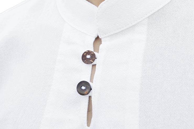 Camiseta Tai Chi, Taiji - Cuello mao con botones, 100% Algodón