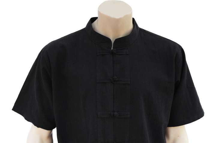 Camiseta Chang Quan - Cuello mao y cierre Brandenburg, Algodón