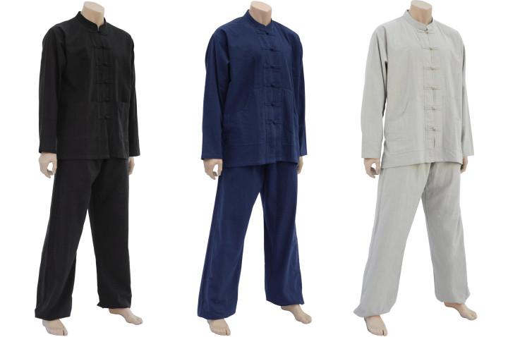 Vestido Tai Chi, Taiji, Colarinho mao & Encerramento Brandenburgo, 100% Algodão, cor unidos