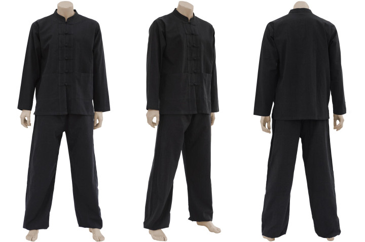 Vestido Tai Chi, Taiji, Colarinho mao & Encerramento Brandenburgo, 100% Algodão, cor unidos