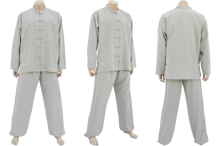 Vestido Tai Chi, Taiji, Colarinho mao & Encerramento Brandenburgo, 100% Algodão, cor unidos