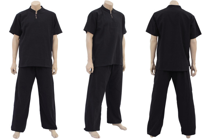 Vestido Chang Quan Colarinho mao à botões, 100% Algodão