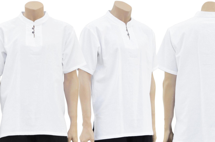 Camiseta de Kung-fu Cuello mao con botones, 100% Algodón