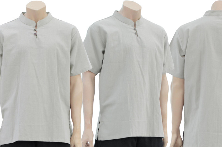 Topo Chang Quan Colarinho mao à botões, 100% Algodão