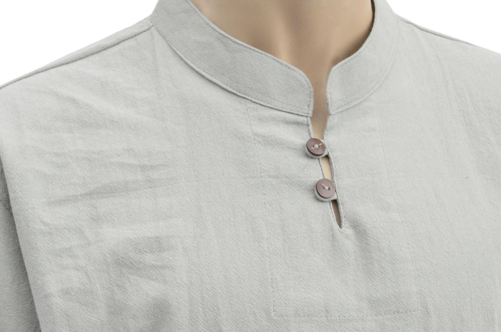 Camiseta de Kung-fu Cuello mao con botones, 100% Algodón