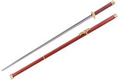 Espada Jin, Scarlet Sunrise - Acero de Damasco, Forja LK Chen