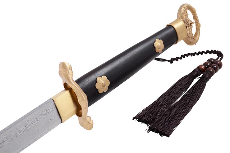 Sabre Sui, Duplo Dragão - Aço Damasco, Forja LK Chen