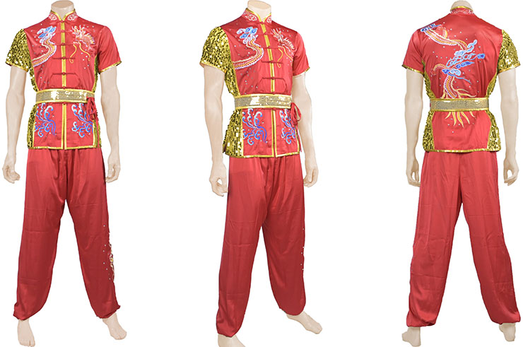 Fato de Competição HanCui Chang Quan, Dragão Vermelho e Dourado