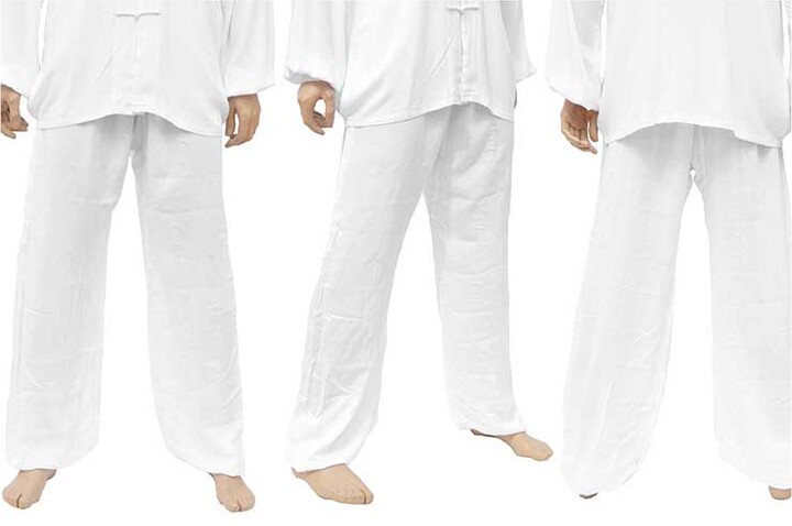 Pantalón de Kung Fu, Tai Chi, Viscosa + Algodón, Gris